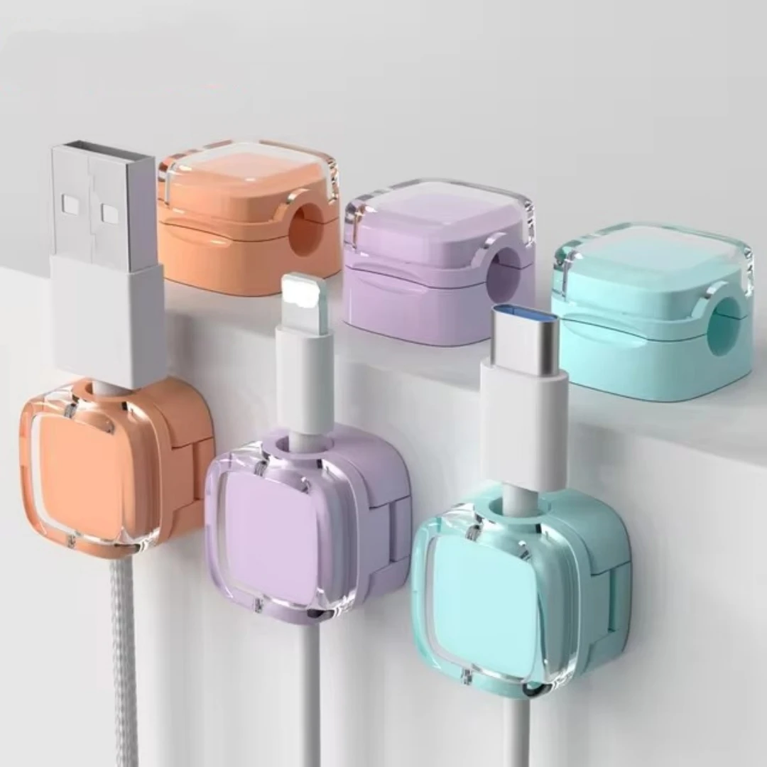 Colorful Magnetic Cable Clips, Cable Organizer, Adjustable Cord Holder, Under Desk Cable Management Wire Keeper, Home