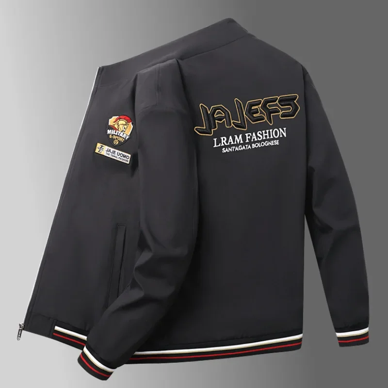 

Spring Autumn Man Coats White Streetwear Fashion Stand Collar Bomber Jacket Men's Jackets Windproof Trench Coat Tops