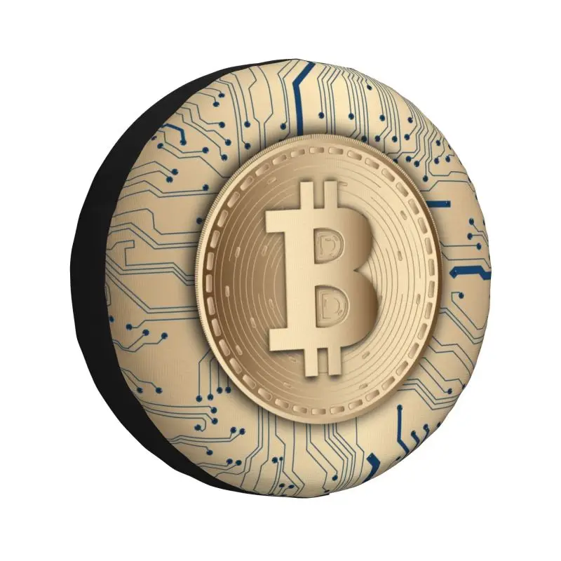 

Изготовленный на заказ чехол для запасного колеса биткойнов для Honda CRV Jeep RV SUV Camper, криптовалюта, блокчейн, защитные чехлы для колес автомобиля Geek