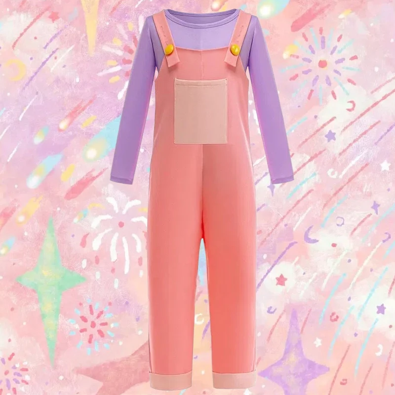 Anime Jax Cosplay Costume Purple Long Sleeve Top Pink Overalls Full Set for Women Stage Performance Outfits Theme Party