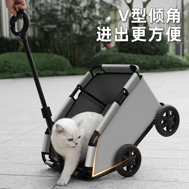 Small Pet Cart Dog Cat Teddy Cart Travel Dog Stroller Lightweight Folding Cat Trolley Pet Stroller