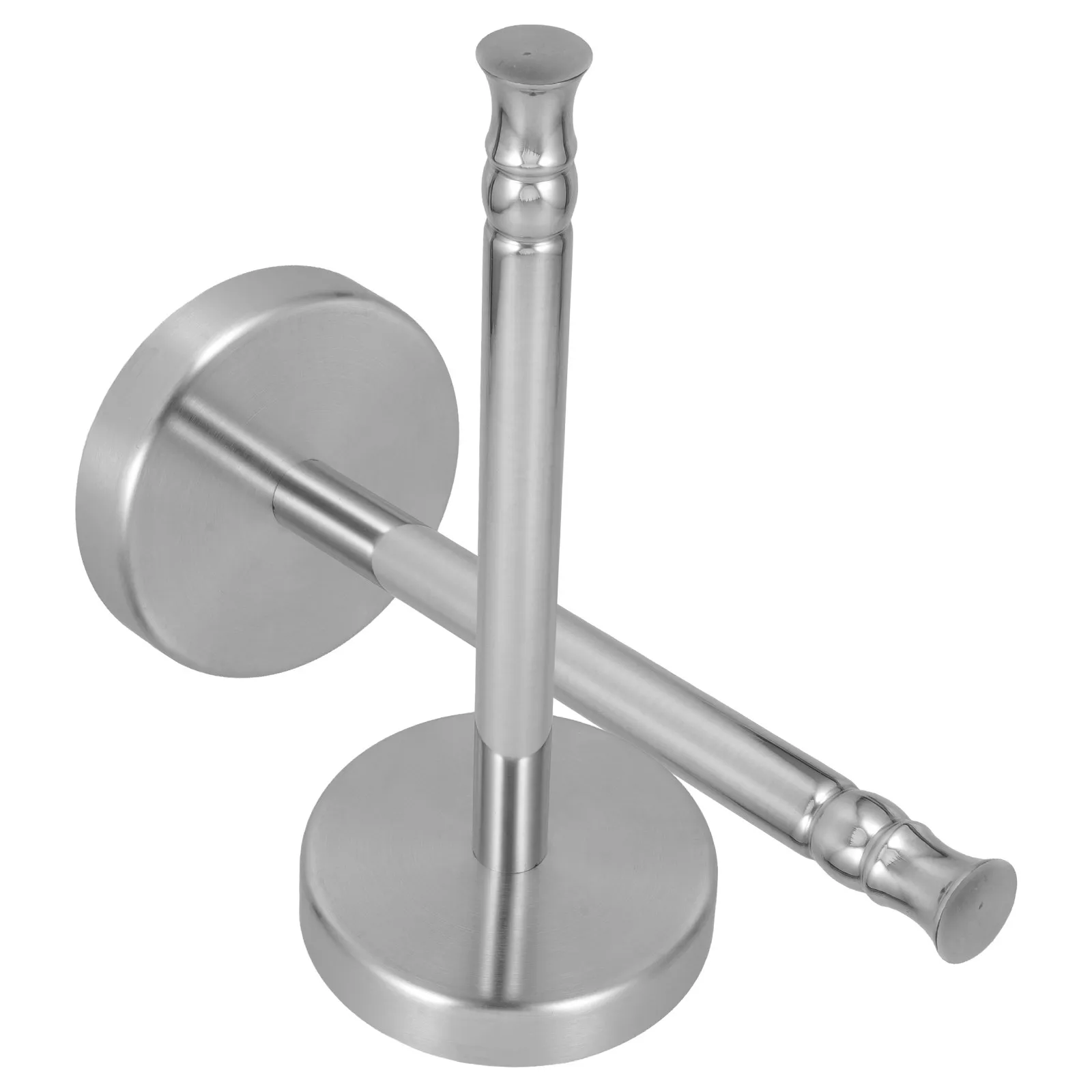 2Pcs Stainless Steel Kitchen Paper Towel Holder Upright Heavy Duty Roll Rack Countertop Storage Cling Film Bag Holder