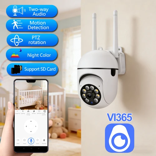 Cámara de Seguridad Wifi 2.4G 8mp, Aplicación Inalámbrica HD IP, Visión Nocturna en Color para Interiores, Audio Bidireccional, 360 ° Monitor de Protección con Visión Nocturna en Color