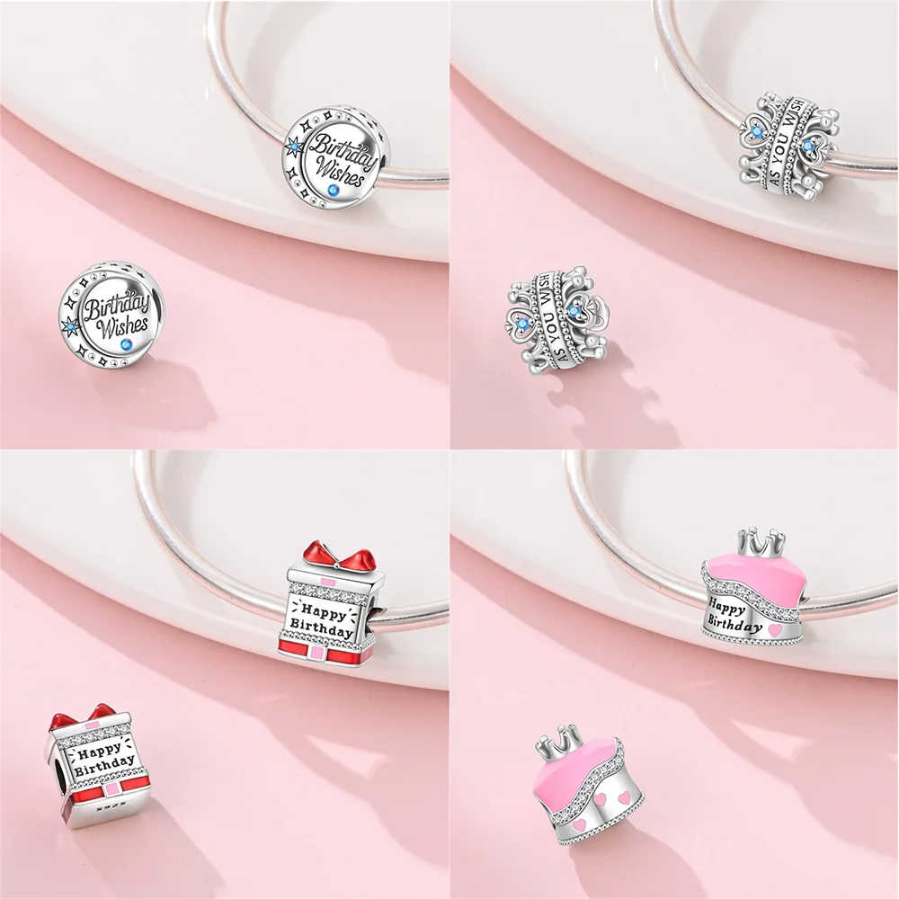 

Charms 925 Silver Princess Series Crown Birthday Cake Gift Box Bow Girl Beads Fit Bracelet Women Exquisite Birthday Gift Jewelry