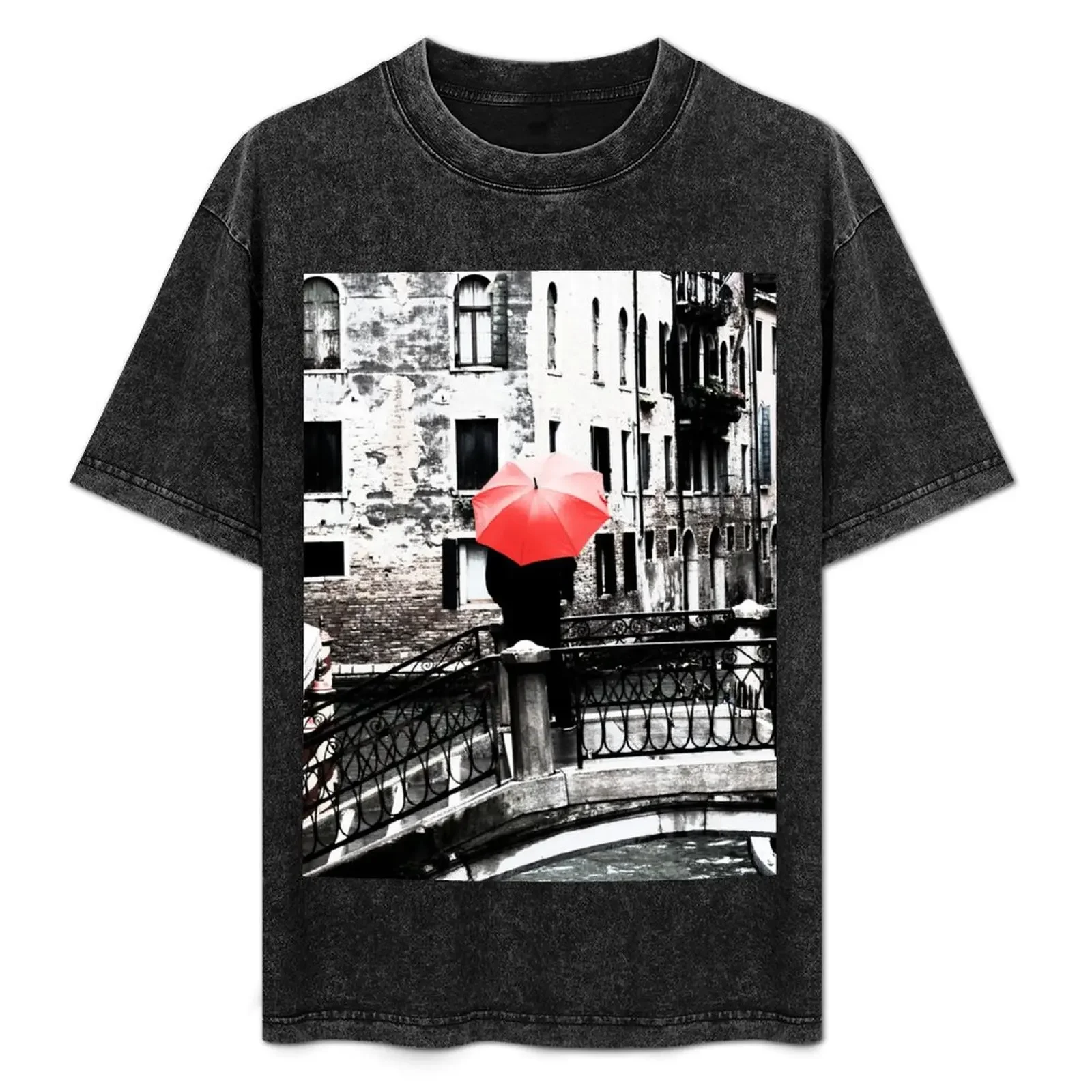 

Red Umbrella in Venice T-Shirt designer shirts graphic tee shirt summer shirt compression shirt men