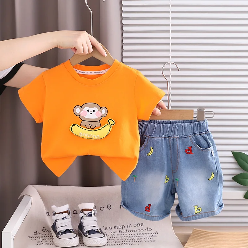 جديد الصيف ملابس الطفل دعوى الأطفال الفتيان تي شيرت غير رسمي السراويل 2 قطعة/مجموعة الرضع الفتيات ملابس طفل زي الاطفال رياضية
