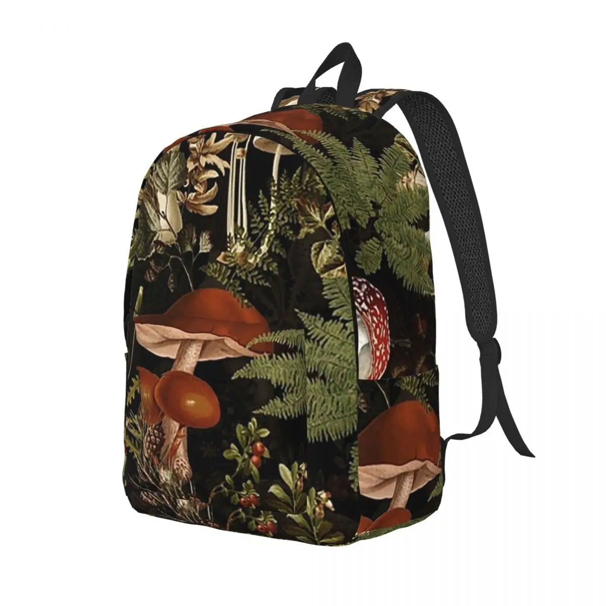 Midnight Mushrooms Forest Botanical Night Garden Student Backpack School Bag Hiking Travel Daypack for Boys Bookbag Shoulder Bag