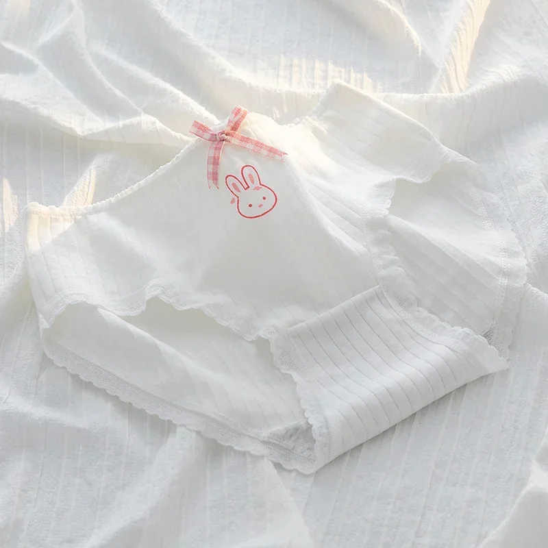 Roupa interior bonito do algodão da fruta dos desenhos animados para meninas, calcinha respirável macia, animal print, sem emenda, mulheres, cuecas morango, lingerie