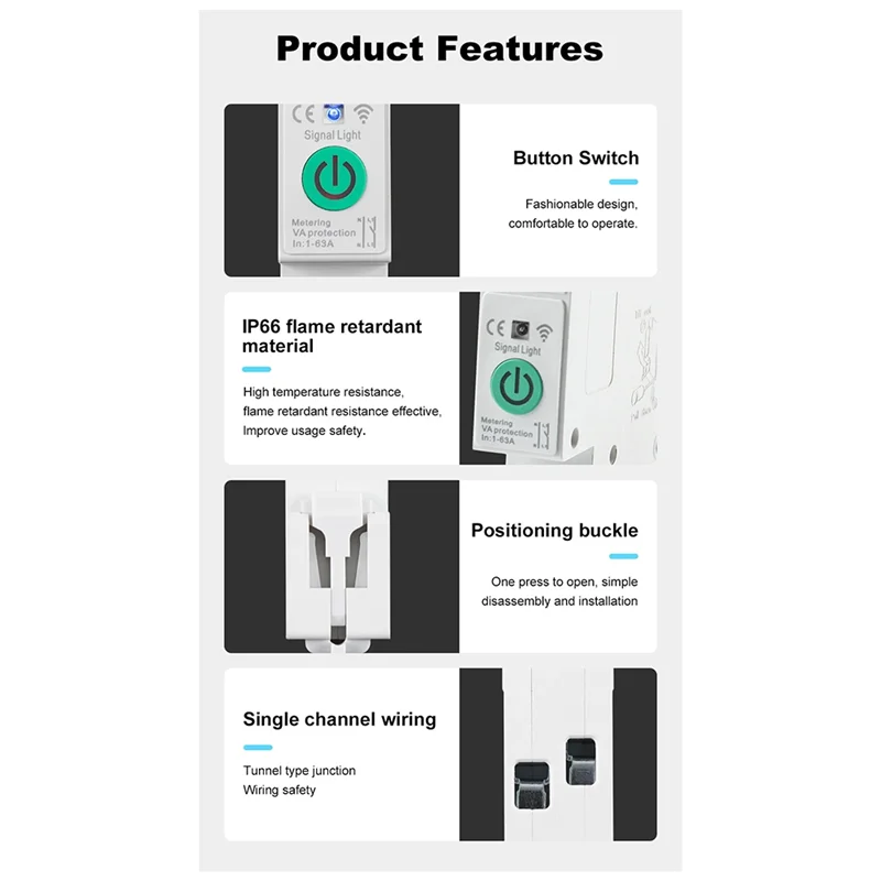 VOLL-Tuya Wifi Smart Circuit Breaker 1P + N 63A Din-schiene Schalter Mit Strom Statistiken Fernbedienung sprach Steuerung Für Alexa Hause