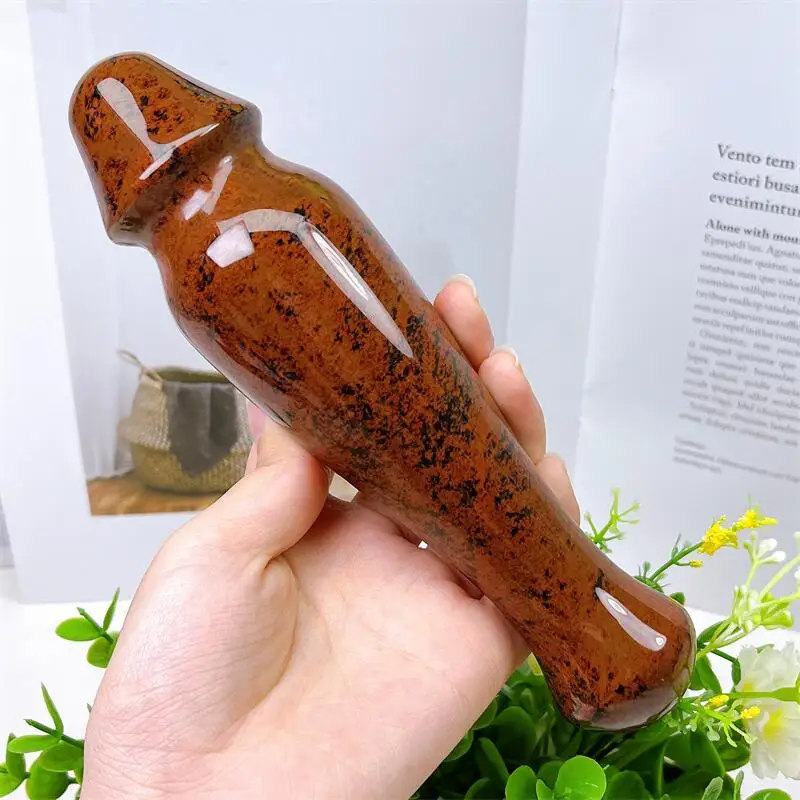 

Large Size Natural Red Obsidian Crystal Massage Penis Wand Gemstone Yoni for Women Health Smooth Polished Gifts