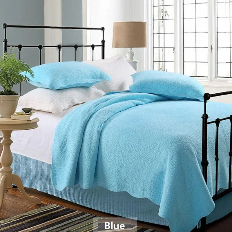 Washable Cotton Quilted Bedspread Set 3PCS Solid Summer Quilt Duvet Blanket Home Comforter Coverlet Cubrecam Bed Cover Colchas