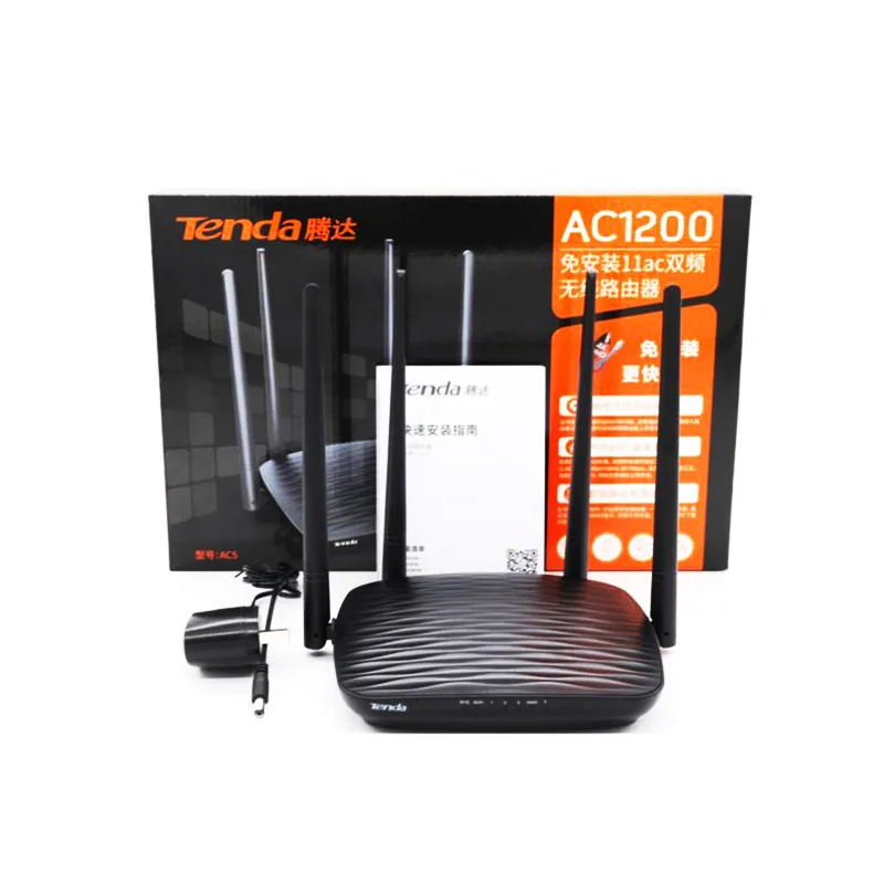 

Беспроводной маршрутизатор Tenda AC5 AC1200, двухдиапазонный ретранслятор Wi-Fi 2,4 ГГц и 5G, настройка с 4 антеннами с высоким коэффициентом усиления, более широкое покрытие, WPS, легкая установка