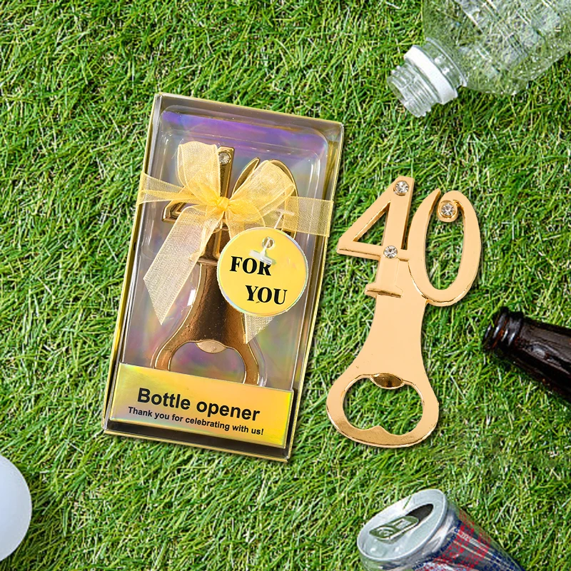 1pc Golden Digital 18 30 40 60 65 80 Design Bottle Opener Wedding Birthday Activity Party Souvenirs Beer Opener Gifts For Guests