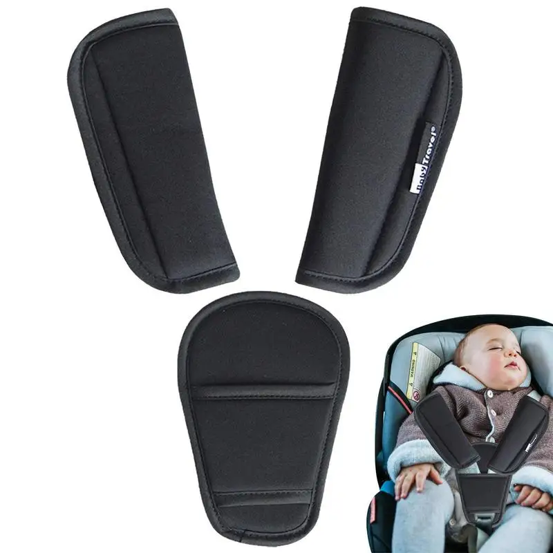 Três Peças Stroller Strap Covers, Acessórios para Assentos de Carro, Almofada Almofada Ombro para Stroller, Pad Covers para Menino e Menina