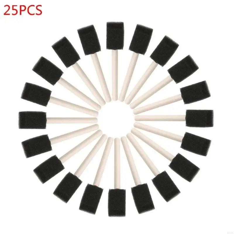 W89Cポータブル絵画フォームブラシスモールフォームブラシスポンジブラシ木製ハンドルアーティストの描画セット