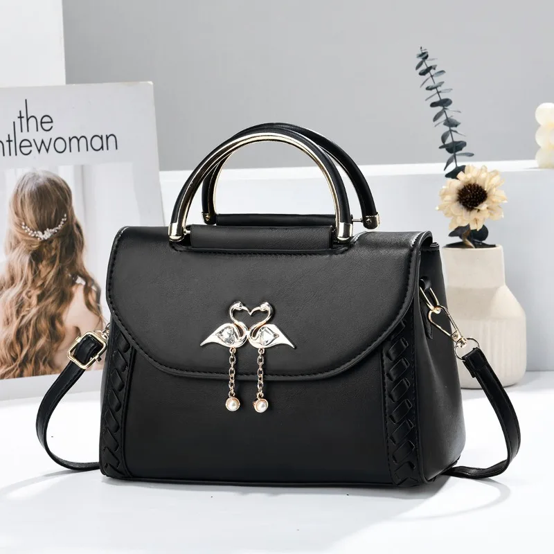 Fashion Korean Edition Handbag Women's Casual Trendy Shoulder Crossbody Bag Solid Color PU Leather Commuter Small Square Bag
