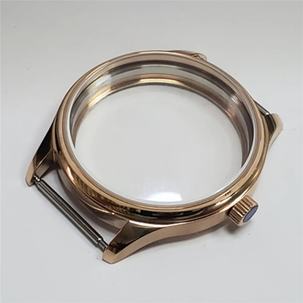 Тонкий стальной корпус часов 44 мм с плоской/гарбузовой заводной головкой для ETA6497/6498/ST3600/ST3620, механический механизм с ручным управлением