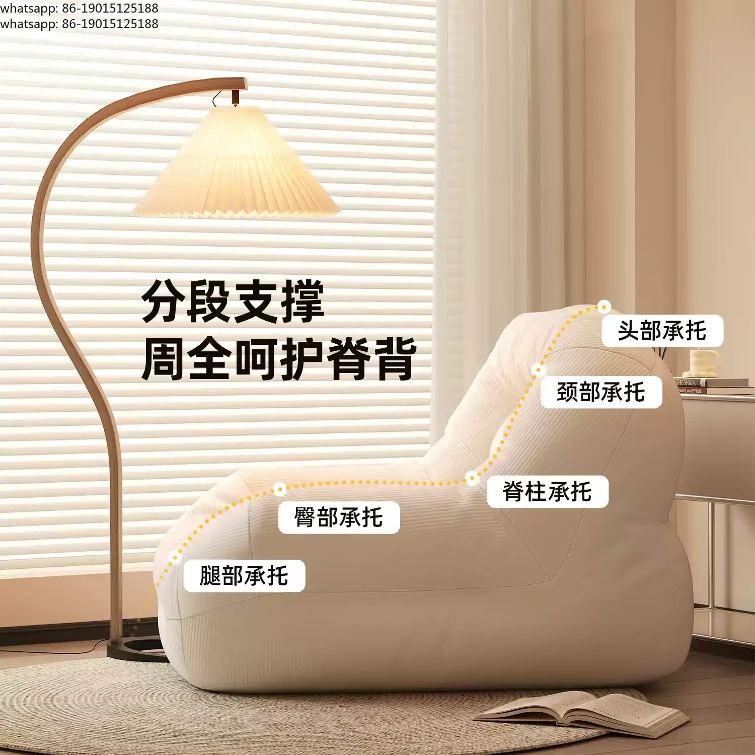 Seat Puffs Fabric Sofa Can Lie and Sleep Balcony Bedroom Single Sofa Chair Living Room Lounge Reclining Chair Living Room Sofas