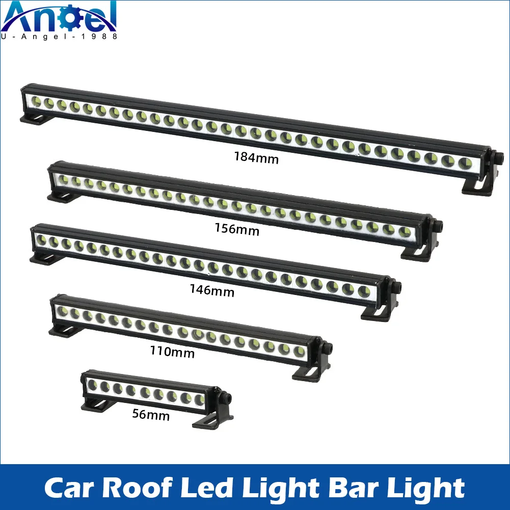 Barra de luces LED para techo de coche RC, luz de búsqueda de 53-184 mm para 1/10 Traxxas TRX4 Defender TRX6 G63 Axial SCX10 D90 RGT Yikon Crawler