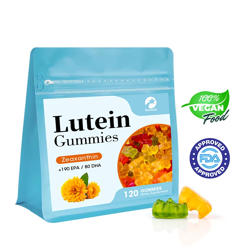 Kexinsh lutein gummies ป้องกันแสงสีฟ้าและบรรเทาอาการตาแห้งล้าและปกป้องสายตาบรรเทาอาการอักเสบจากลูทีนเหนียวสายตาสั้น