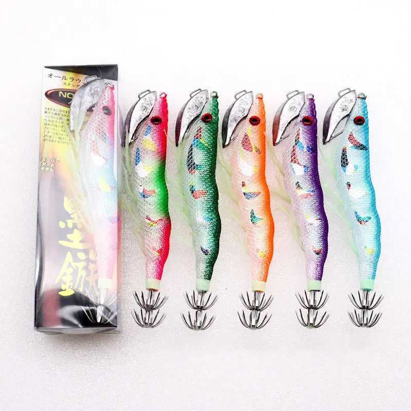 

AS Hard Bait Glow Shrimp Hook Life-like UV Crowns 42g Noise Sound Squid Jigs Sea Fishing Lure Set Artificial Cuttlefish Octopus