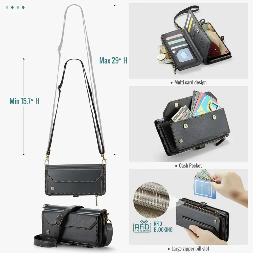 

Multi-card Slot Zipper High-end Leather Wallet Mobile Phone Case For Samsung Galaxy A12 5G Stylish Appearance