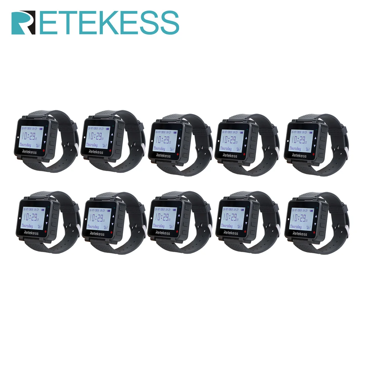 Retekess T128 10 Watch Receivers Restaurant Wireless Pager Waiter Calling System Customer Service For Cafe Bar Fast Food Club