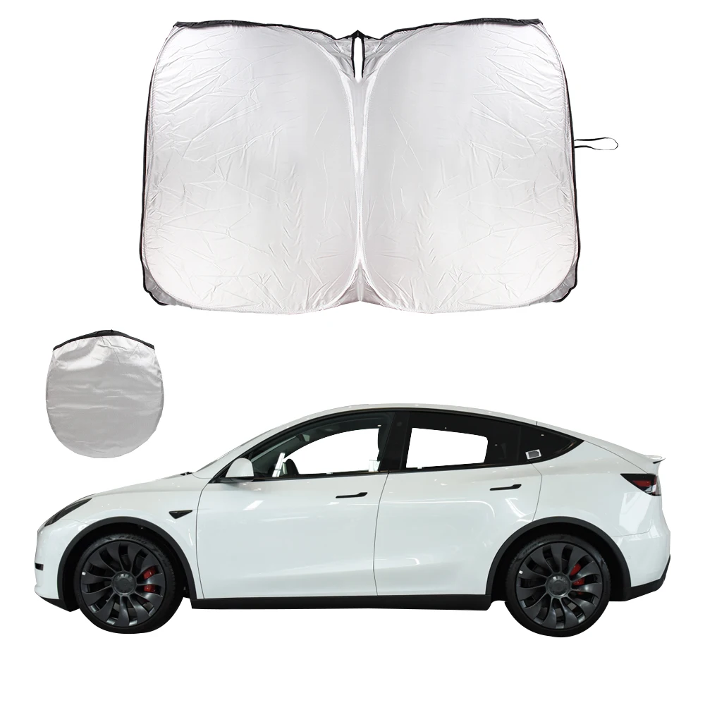 For Tesla Model 3 Y Foldable Car Windshield Sun Shade Covers Sun Visors Sunshade Auto Front Window Sunscreen Parasol