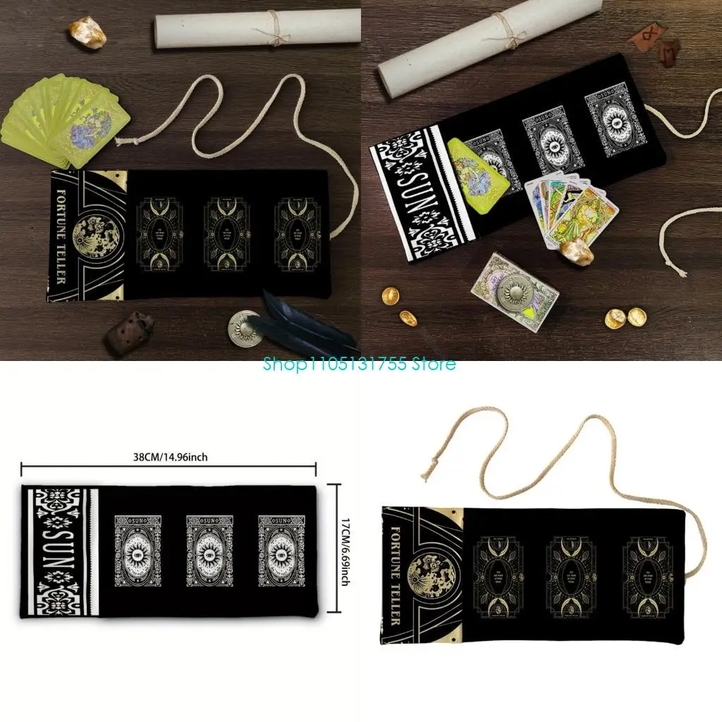 

Durability Poly Linen Tarots Card Bag With Bright Artwork Washable Light weight For Divination Tool Storage，New Year Gift