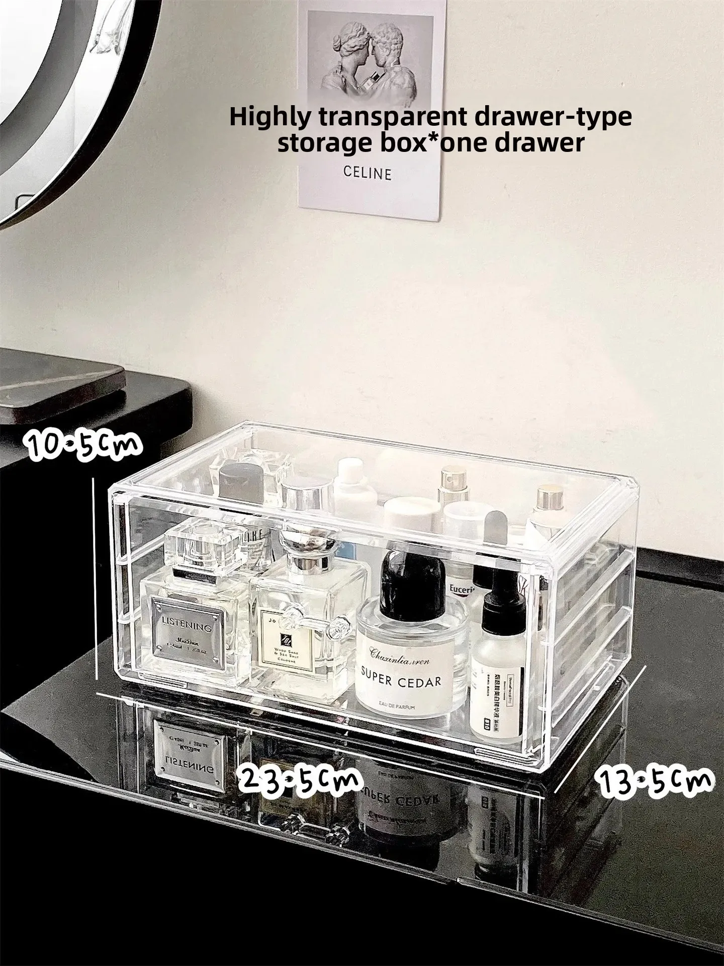 Boîte de rangement cosmétique de style tiroir pour bureau, anti-poussière, organisateur de pinceaux 