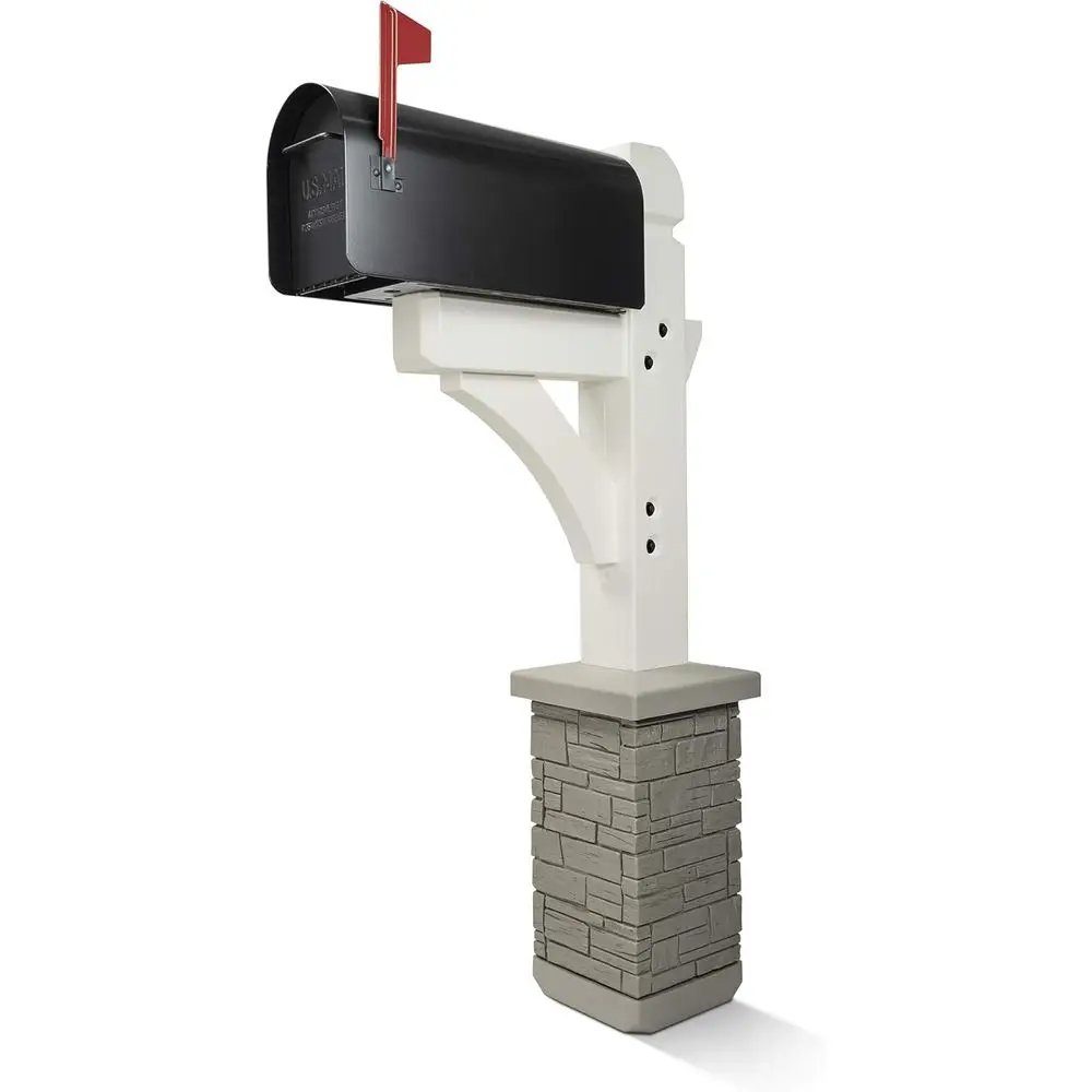 Classic White Mailbox Post Set without Arm