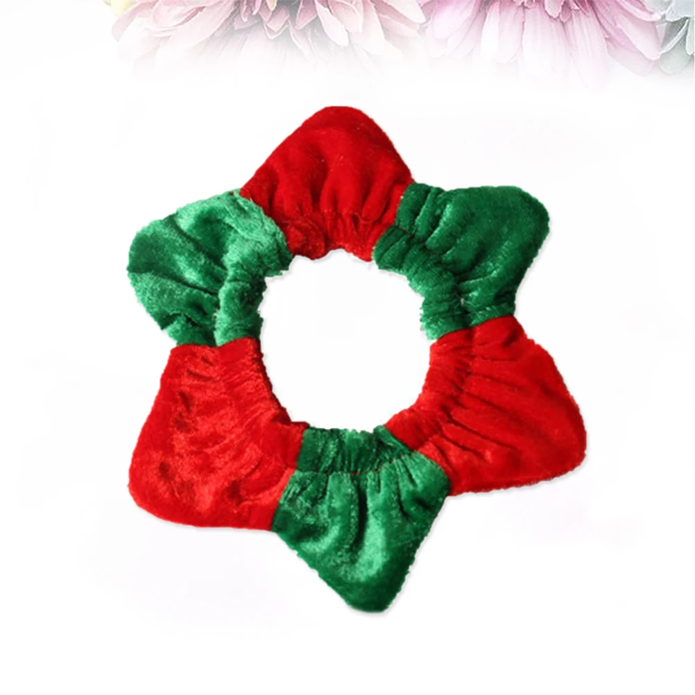 

Christmas Red Green Stitched Soft Cloth Pet Neck Circle For Dog Cat Adjustable Collar Dress Lightweight Durable Festival