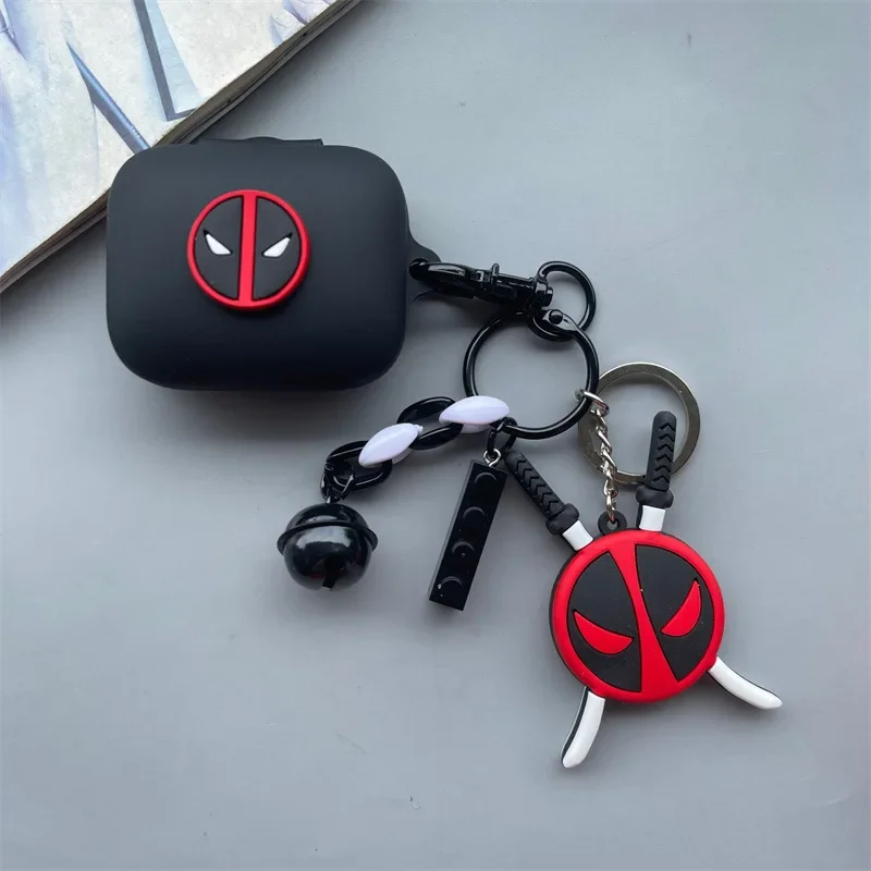 Cartoon Marvel Deadpool Earphone Case for Redmi Buds 6 Active / Buds 4 Active Silicone Protective Cover with Key Chain