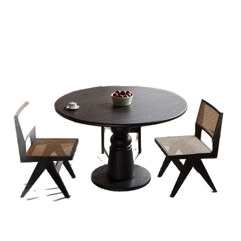 

Home living room round table balcony retro luxury round solid wood table