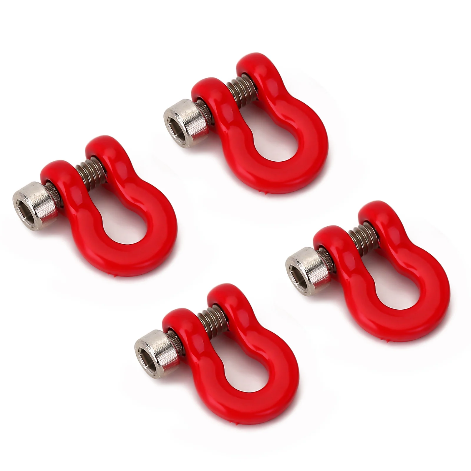 4PCS Black/Red 7*10mm Metal Bumper Tow Hook D-ring for 1/24 RC Crawler Car Axial SCX24 Upgrade Parts