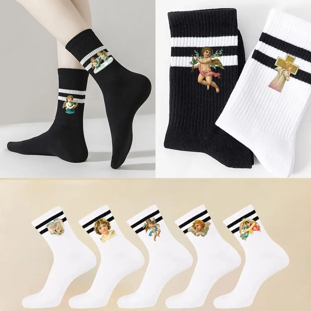 

Virgin Mary Angel Women's Mid-Tube Socks Autumn Winter Breathable Comfortable Socks Sport Sweat Absorbent Man and Women's Socks