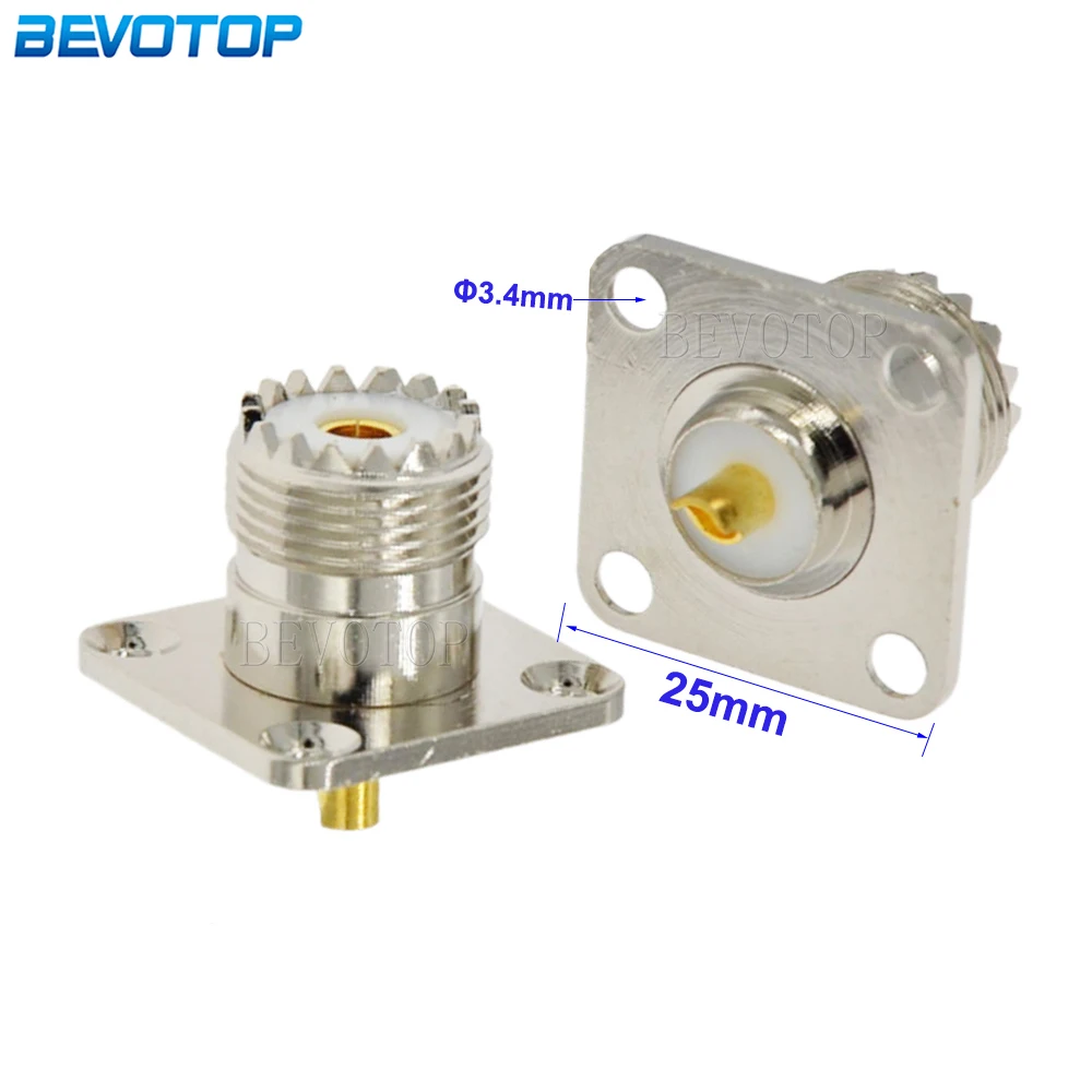 

5PCS/Lot SO239 UHF Female 4 Holes Flange Panel Chassis Mount Connector Connector SO-239 UHF Female Jack Coax RF Copper Brass