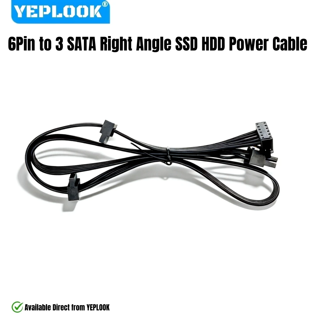 

YEPLOOK 6Pin to 3x SATA Right Angle, HDD SSD Power Cable for Corsair HX HX-i AX-i RM RM-i RM-x RM-e CS-M CX-M TX-M SF Modulars
