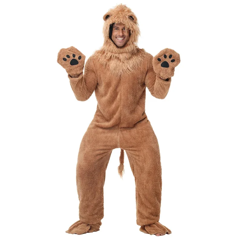 

Костюм Короля Льва унисекс для детей и взрослых, фланелевый пушистый костюм животного, маскарадный костюм для косплея на Хэллоуин, карнавал, нарядный комбинезон