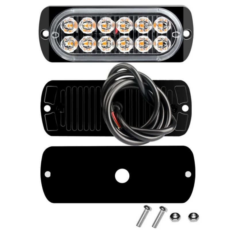 12 Led Strobe Side Warning Light Strobe Flashing Lightbar Car Truck Beacon Lamp Amber Yellow White Traffic Light 12V - 24V