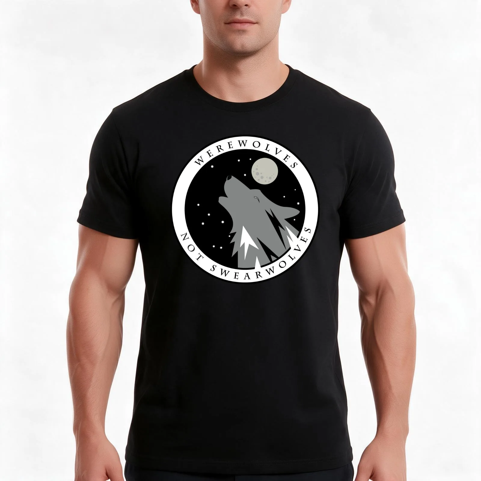 Werewolves Not Swearwolves 2.0 T-Shirt, Summer Casual Cotton Tee, Oversized Streetwear Tops, Vintage Graphic Print, 100% Cotton