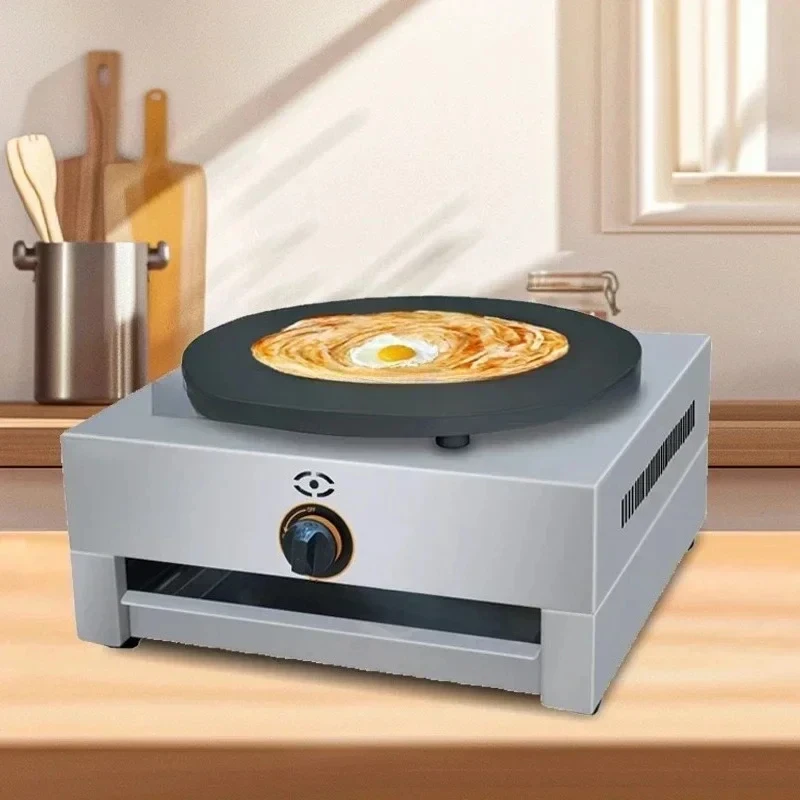 

2800Pa Commercial Pancake 40cm Cooking Suace Griddle Gas Crepe Maker With Removable Crumb Tray For Street Food Jianbing Stall