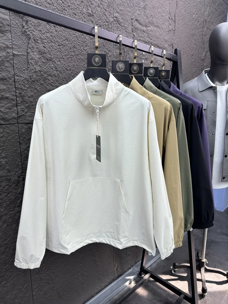 Svip خفيفة الوزن عارضة هوديي Jaet سستة الوقوف الياقة فضفاضة تناسب الخريف الربيع ex زوجين Faion البلوز ملابس خارجية