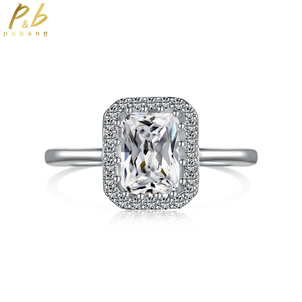 

PuBang Fine Jewelry Baguette Diamond Ring 925 Sterling Silver Created Moissanite for Women Anniversary Party Gifts Drop Shipping