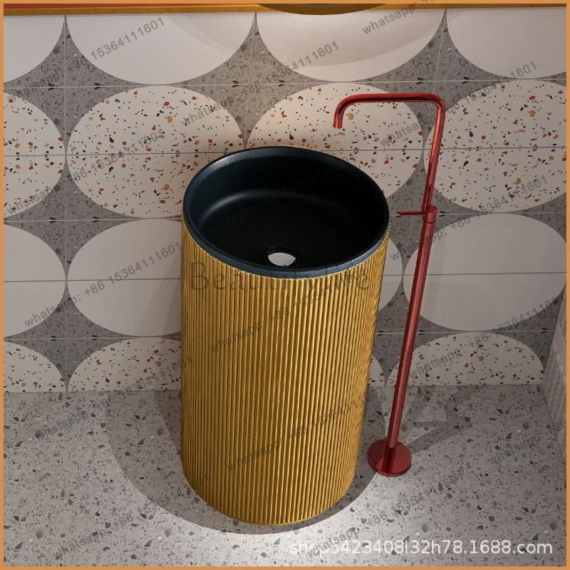 Nordic simple artificial stone floor-to-ceiling wash basin Hotel clubhouse Home art wash basin