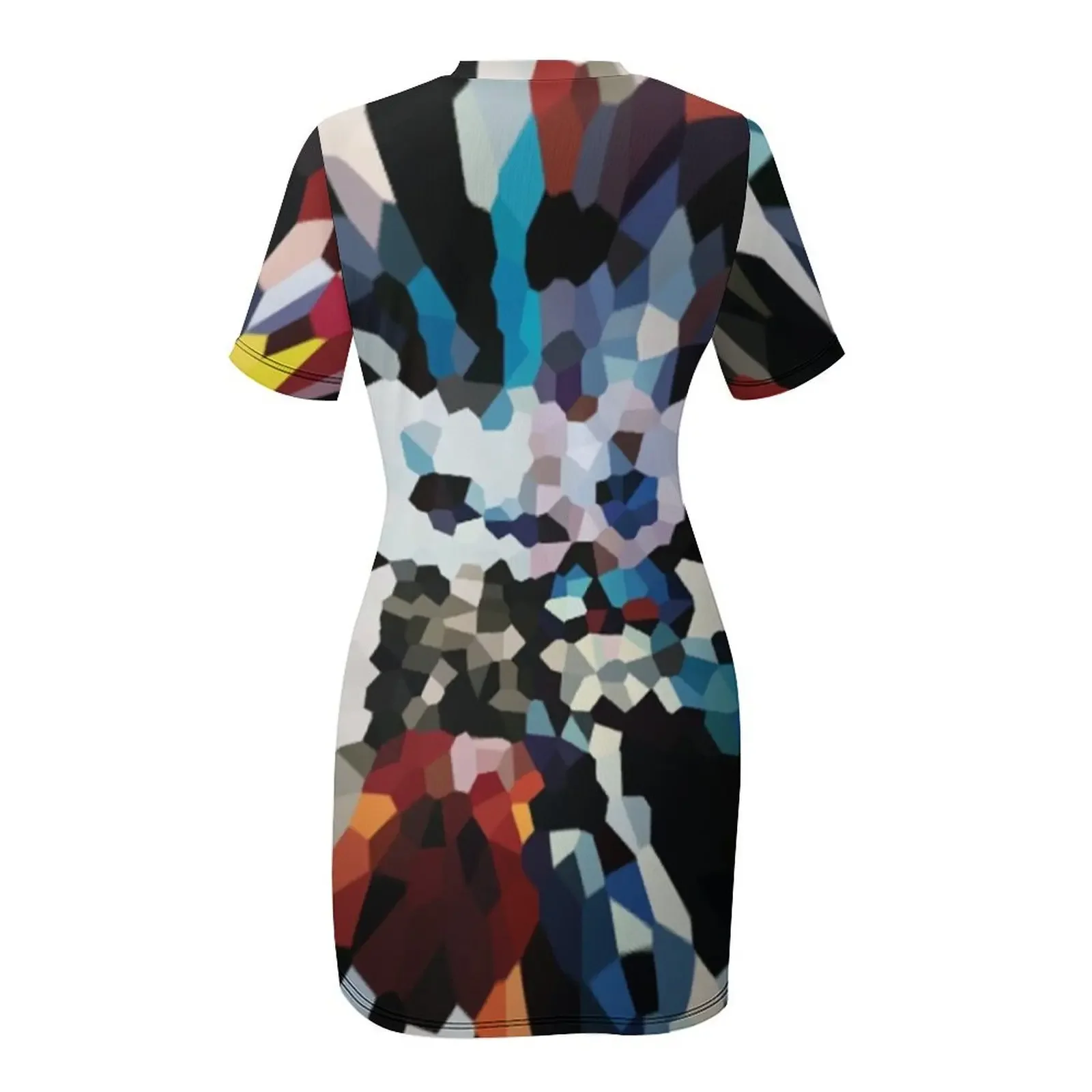 U2 - Achtung Baby - Abito a Maniche Corte Squares, Abiti da Cerimonia 2025, Abito a Maniche Lunghe, Abito Fasciante, Abiti Lunghi da Donna