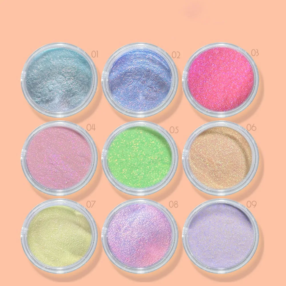 Neon Rainbow Chrome Glitter Nails Aura Clear Mirror Effect Neon Chameleon Nail Powder for Manicure Decoration Rubbing Dust