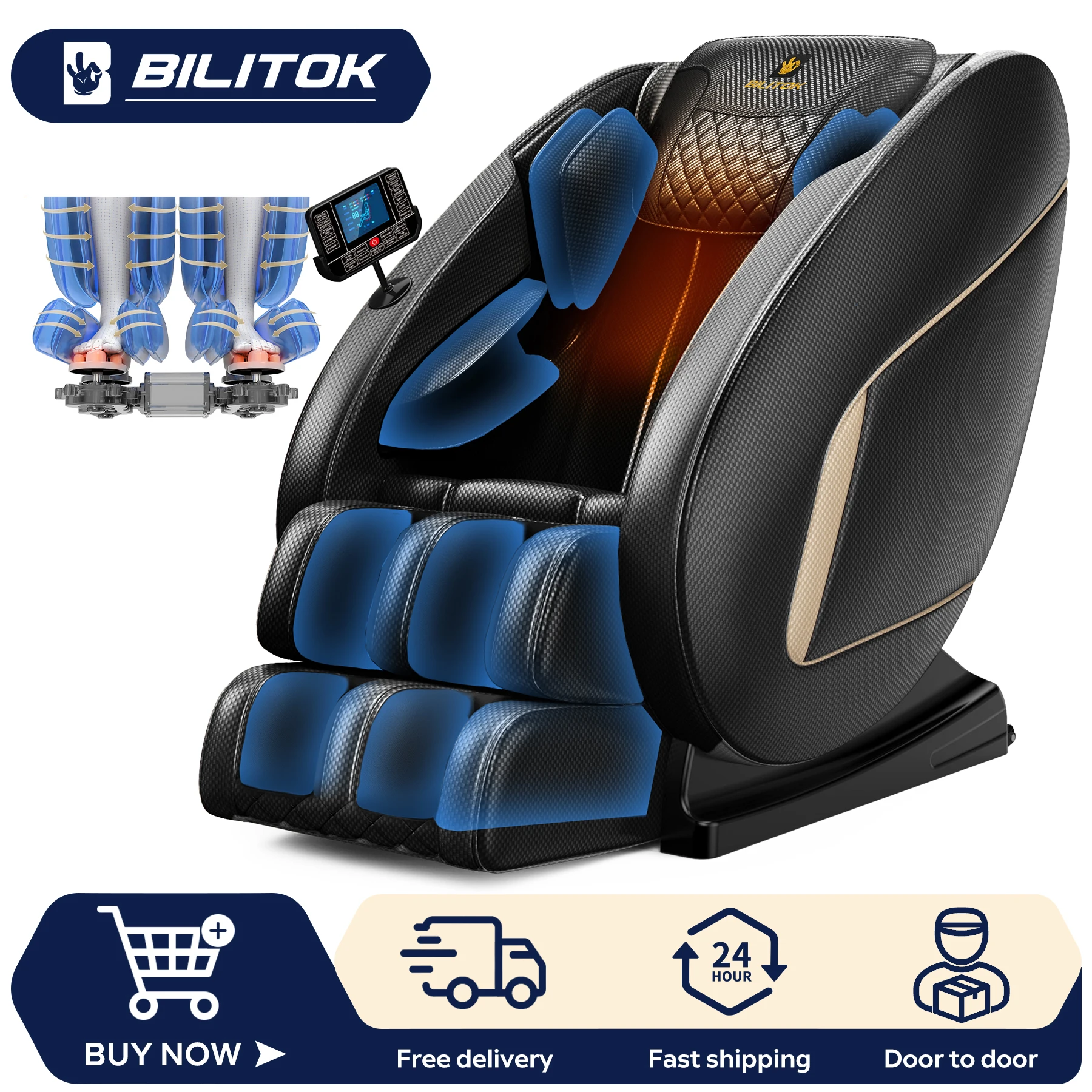 Massage Chair Recliner with Zero Gravity, Full Body Massage Chair with Heating, AI Voice Control, Bluetooth Speaker, Airbags