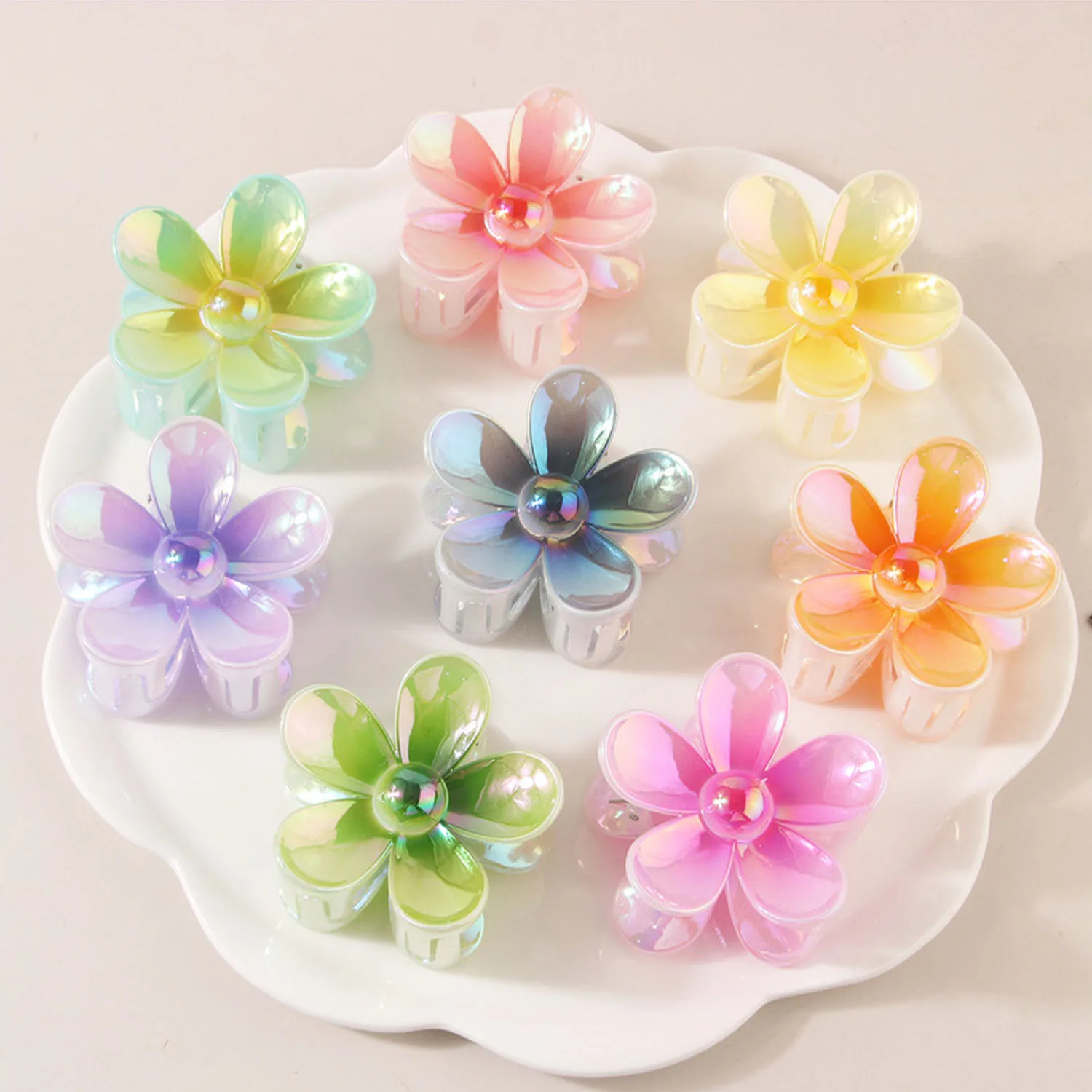 8PCS Flower Hair Claw Clips, Big Cute Hair Clips For Women Girls Thick Hair Large Daisy Clips Matte Claw Clips Non Slip 8 Colors