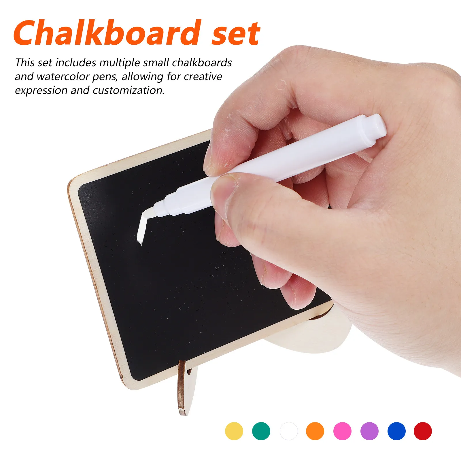 Small Chalkboard Sign Set with Watercolor Pens Tabletop Memo and Menu Boards for Events Desk Decor